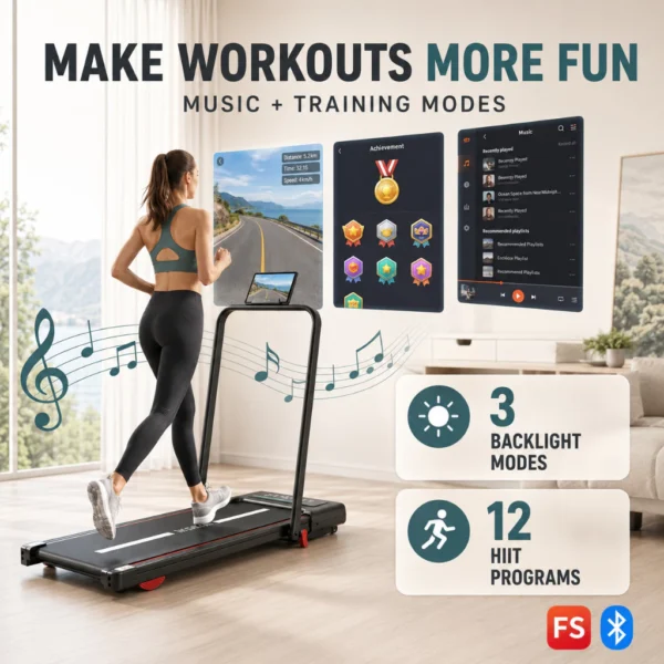 B40 Foldable APP Treadmill H127cm W50cm